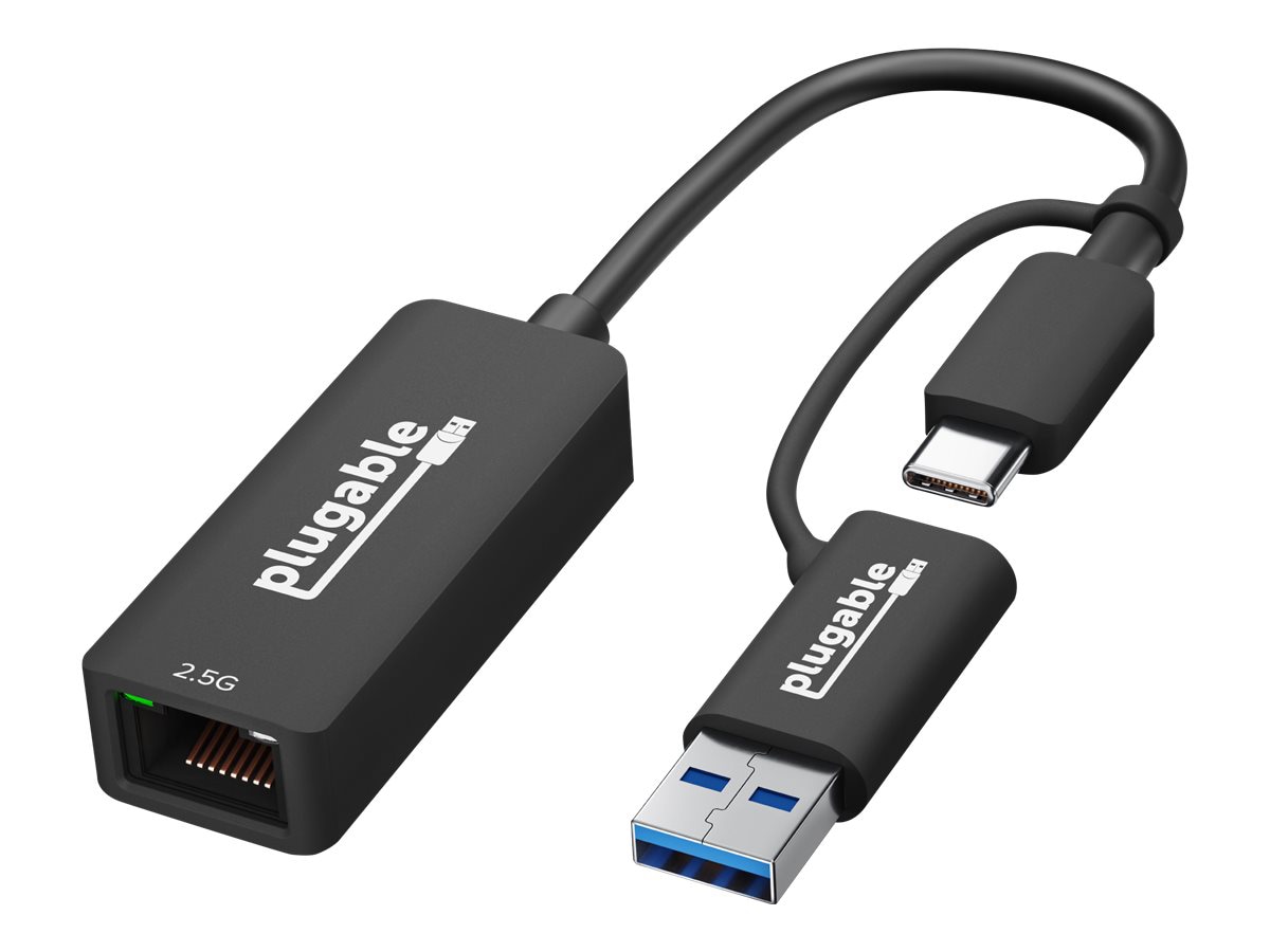 Plugable 2.5G USB C and USB to Ethernet Adapter,2-in-1 Adapter Compatible w/ USB C/Thunderbolt 3