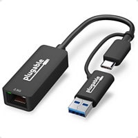 Plugable 2.5G USB C and USB to Ethernet Adapter,2-in-1 Adapter Compatible w/ USB C/Thunderbolt 3