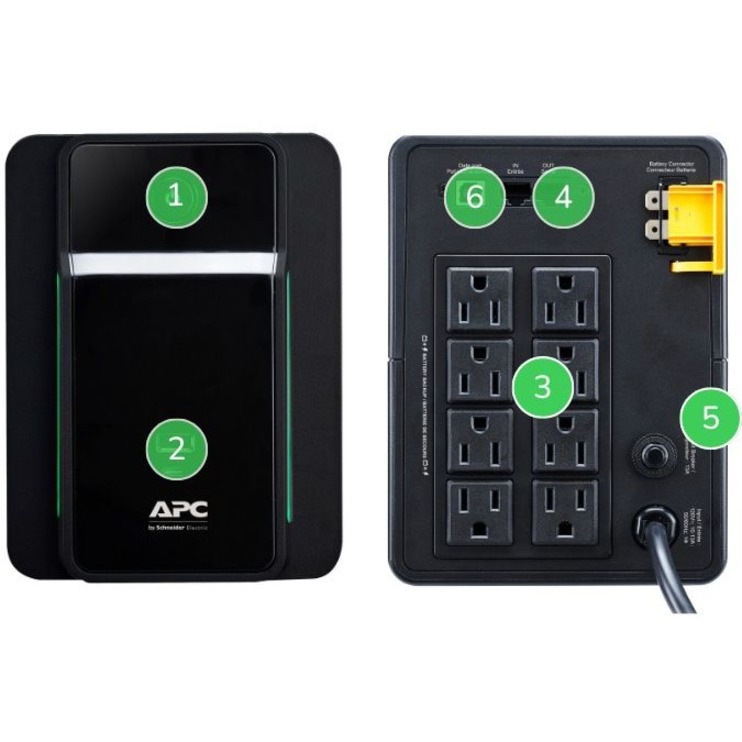 Thumbnail 3 of 7 for APC Back-UPS 1200VA 8-Outlet/2-USB Battery Back-Up and Surge Protector
