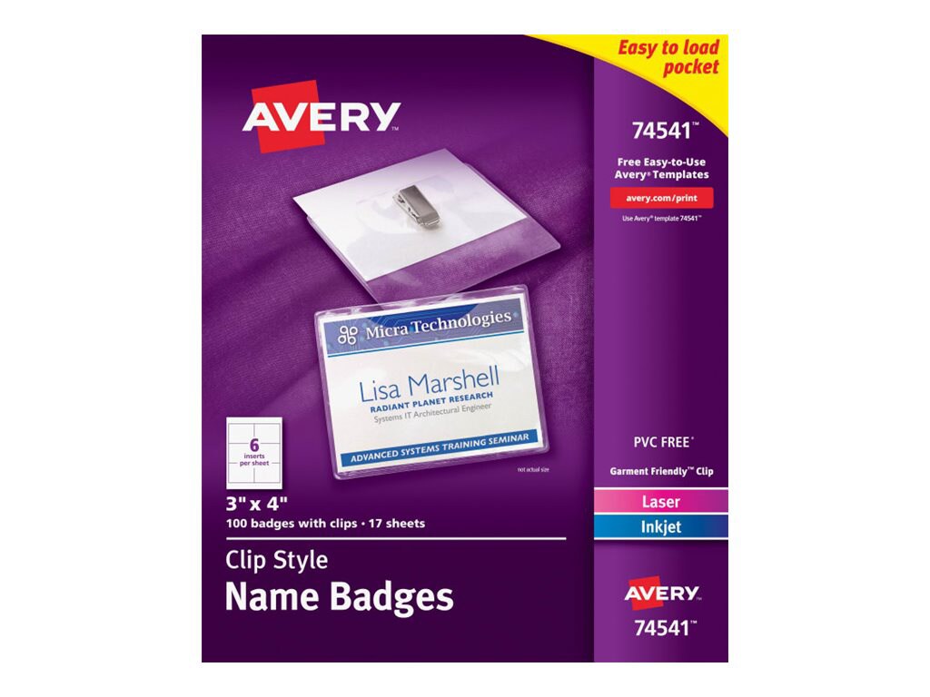 Avery Side Clip Name Badges