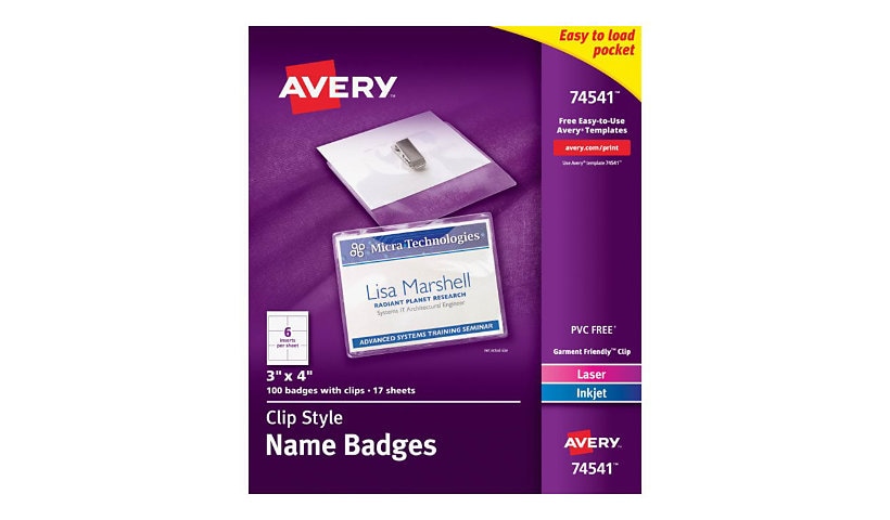 Avery Side Clip Name Badges