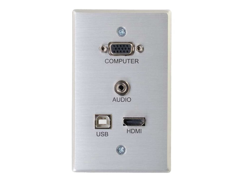 C2G RapidRun VGA + 3.5mm + HDMI and USB Pass Through Single Gang Wall Plate - mounting plate