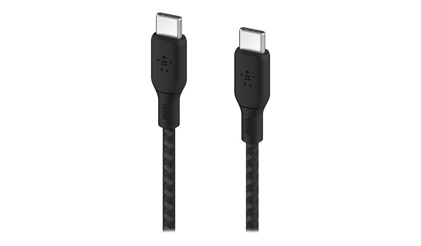 Belkin 100W USB-C to USB-C Cable - 480 Mbps - Nylon, Braided - M/M - 6.6ft/2m - Black