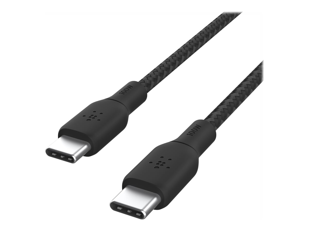 Thumbnail 2 of 6 for Belkin 100W USB-C to USB-C Cable - 480 Mbps - Nylon, Braided - M/M - 6.6ft/2m - Black
