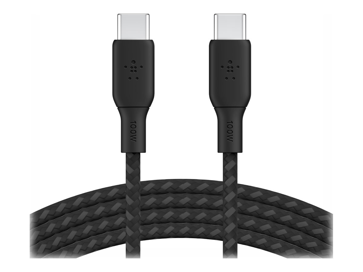Thumbnail 3 of 6 for Belkin 100W USB-C to USB-C Cable - 480 Mbps - Nylon, Braided - M/M - 6.6ft/2m - Black