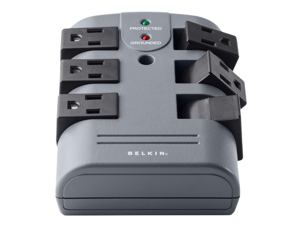 Belkin 6-Outlet Pivot-Plug Surge Protector - Wall Mount - Straight Plug - 1080J - Grey (5-pack)