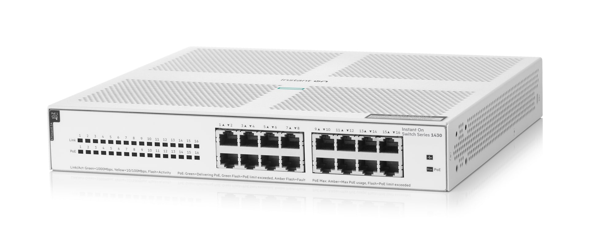 HPE HPE Networking Instant On 1430 16G Class4 PoE 124W Switch - switch - 16 ports - unmanaged - rack-mountable