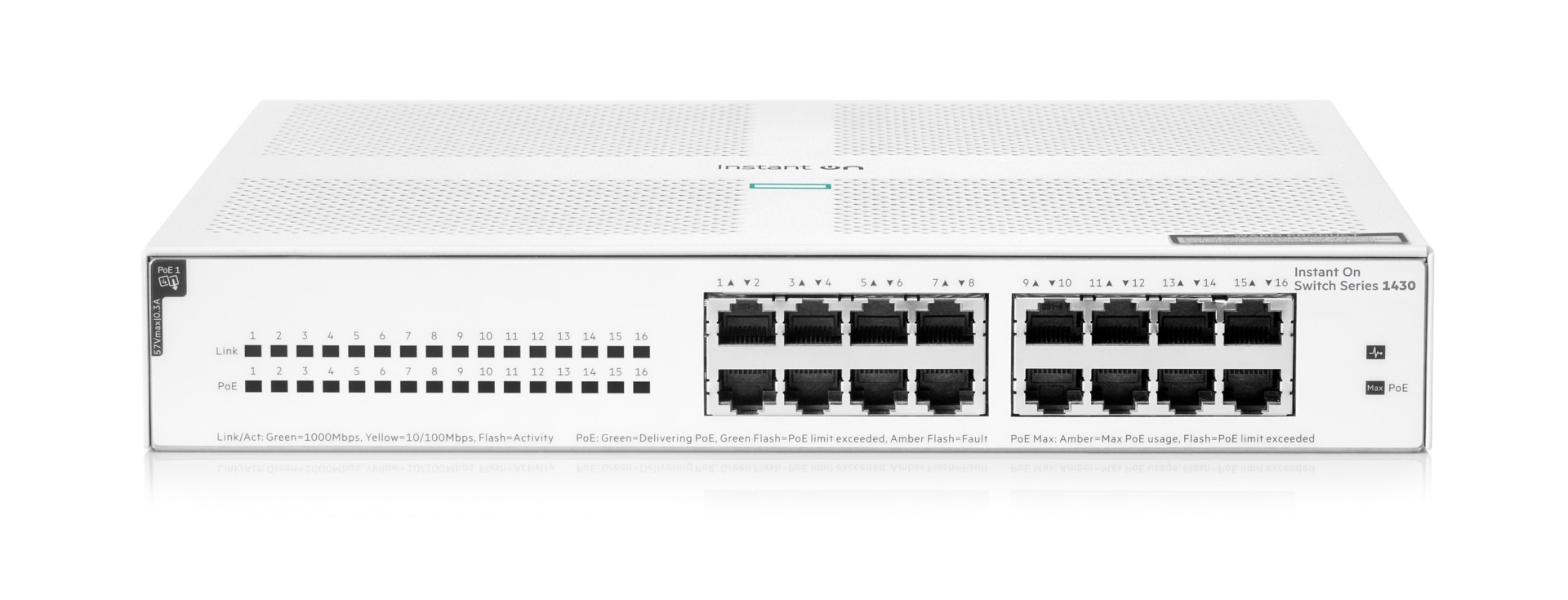 Thumbnail 2 of 5 for HPE Networking Instant On 1430 16G Class4 PoE 124W Switch - switch - 16 ports - unmanaged - rack-mountable
