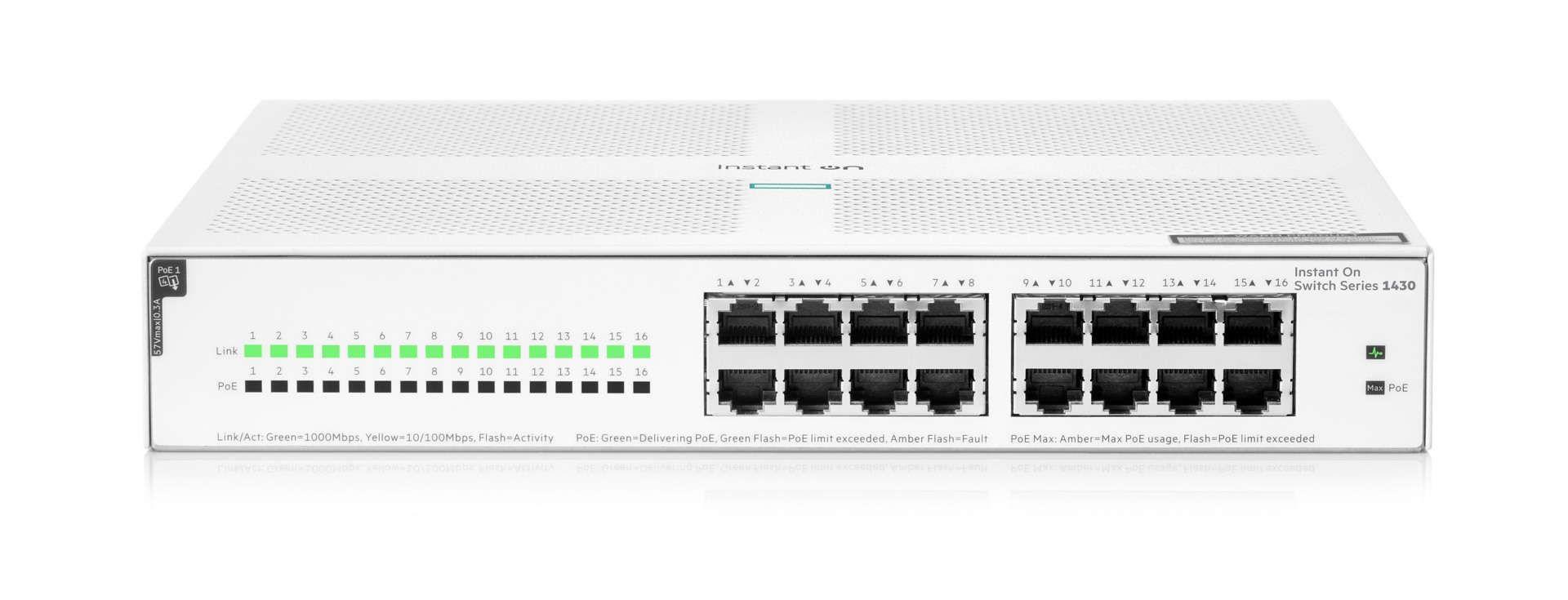 Thumbnail 3 of 5 for HPE Networking Instant On 1430 16G Class4 PoE 124W Switch - switch - 16 ports - unmanaged - rack-mountable