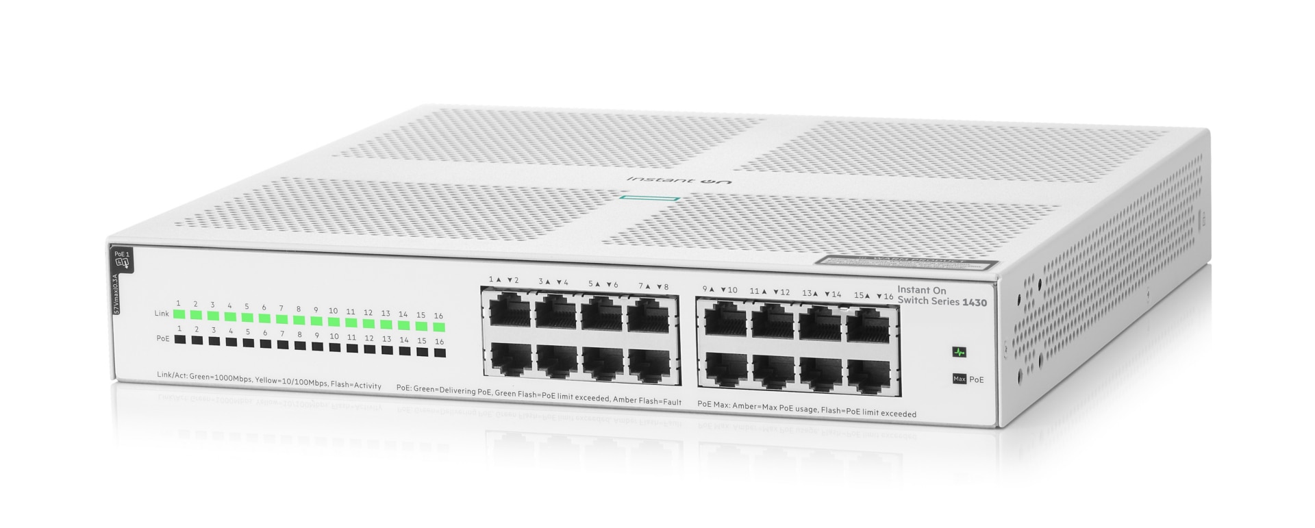 Thumbnail 4 of 5 for HPE Networking Instant On 1430 16G Class4 PoE 124W Switch - switch - 16 ports - unmanaged - rack-mountable