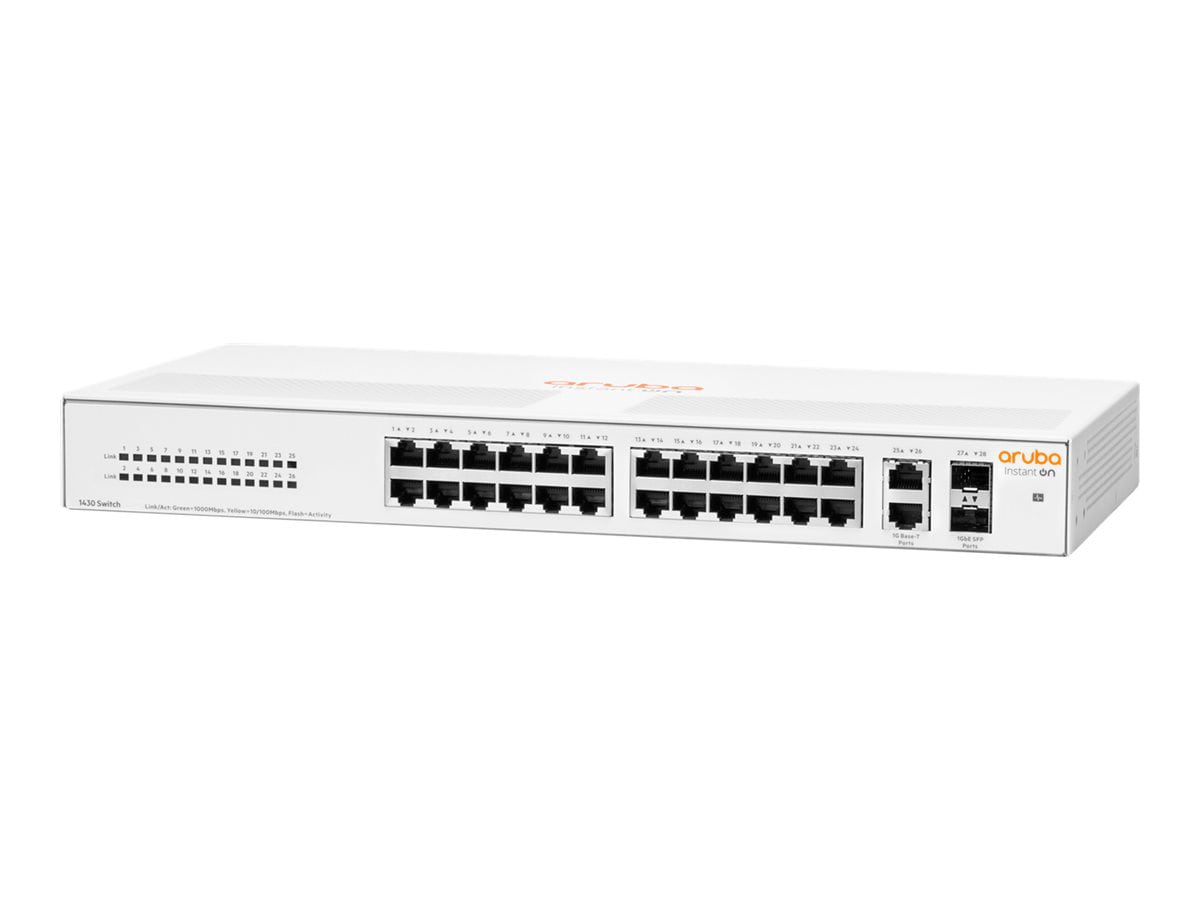 HPE Aruba Instant On 1430 26G 2SFP Switch - switch - 26 ports - unmanaged - rack-mountable