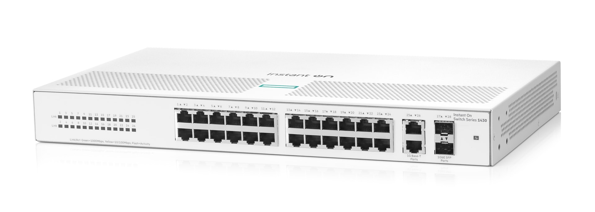 HPE Aruba Instant On 1430 26G 2SFP Switch - switch - 26 ports - unmanaged - rack-mountable