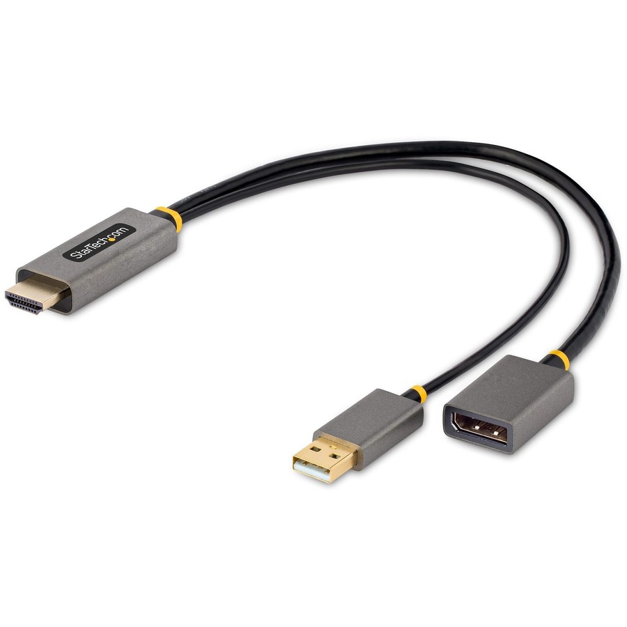 StarTech.com 1ft (30cm) HDMI to DisplayPort Adapter, 4K 60Hz HDR HDMI Source to DP Monitor, USB Bus Powered, HDMI 2.0 to