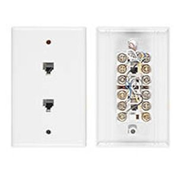 Allen Tel flush mount faceplate - duplex, smooth, 6-conductor