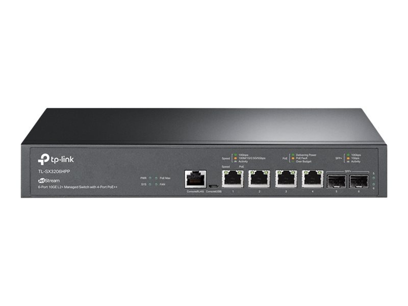 TP-Link JetStream 6-Port 10GE L2+ Managed Switch with 4-Port PoE++