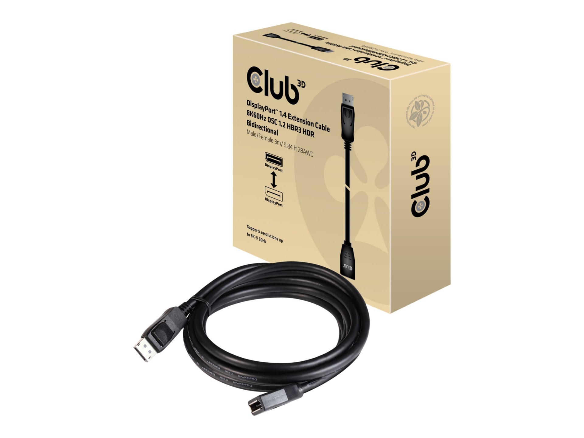 Club 3D - DisplayPort extension cable - DisplayPort to DisplayPort - 3 m