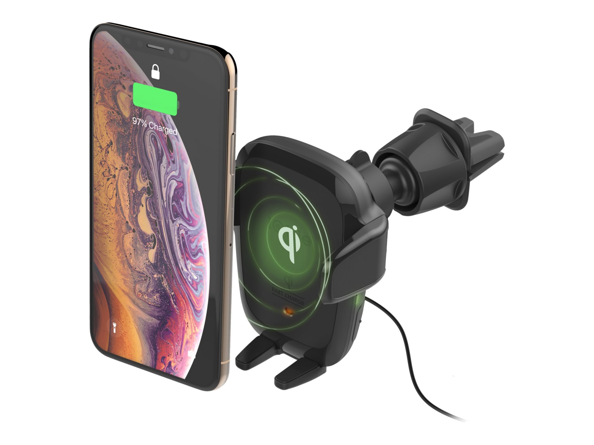 iOttie AutoSense Wireless 2-1 Air Vent and CD Mount car wireless charging holder + car power adapter
