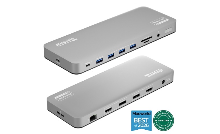 Plugable USB C Laptop Docking Station, Dual Monitor 4K 60Hz