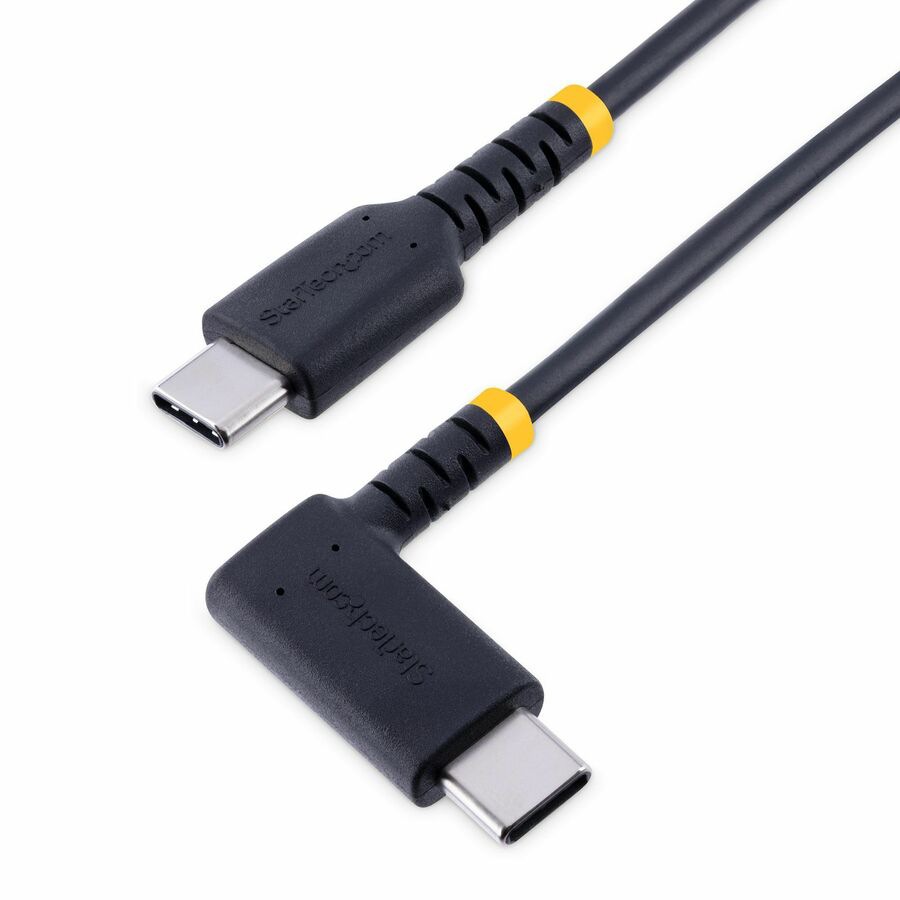Thumbnail 2 of 7 for StarTech.com 3.3ft (1m) USB-C Fast Charging Cable, Rugged, Right-Angled, Charge & Sync, 60W (3A) PD, USB 2.0, TPE Jacket