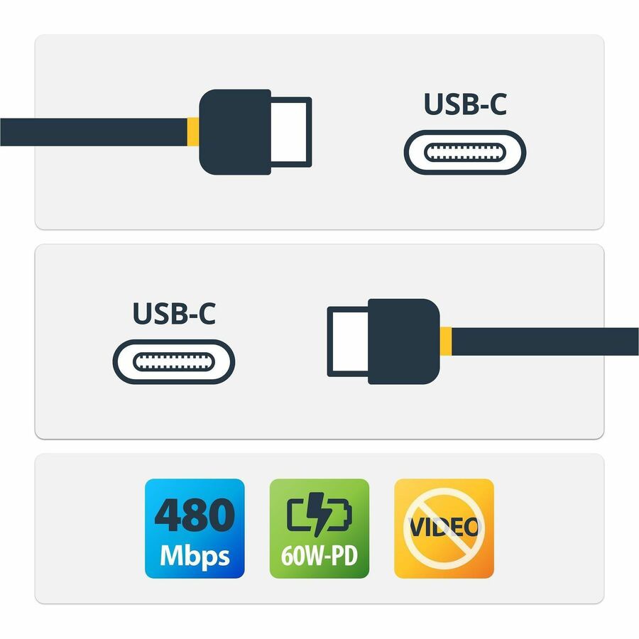 Thumbnail 3 of 7 for StarTech.com 3.3ft (1m) USB-C Fast Charging Cable, Rugged, Right-Angled, Charge & Sync, 60W (3A) PD, USB 2.0, TPE Jacket