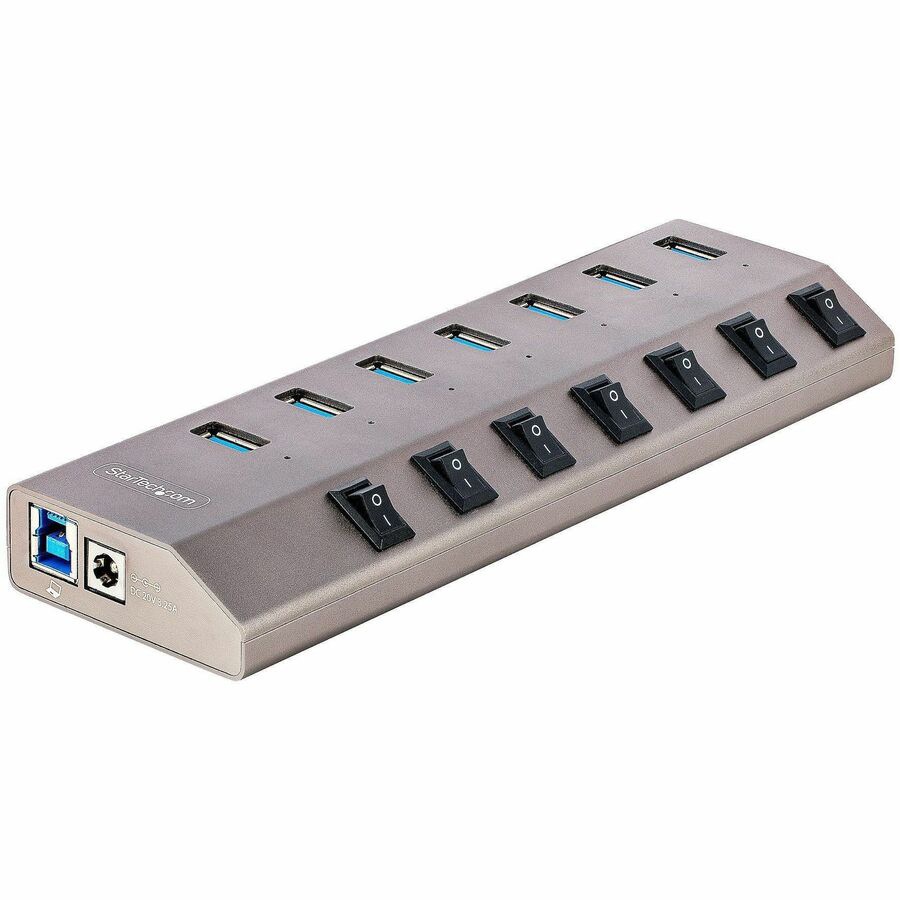 StarTech.com 7-Port Self-Powered USB-C Hub with Individual On/Off Switch, Desktop/Laptop USB-C to USB-A Hub, USB Type C