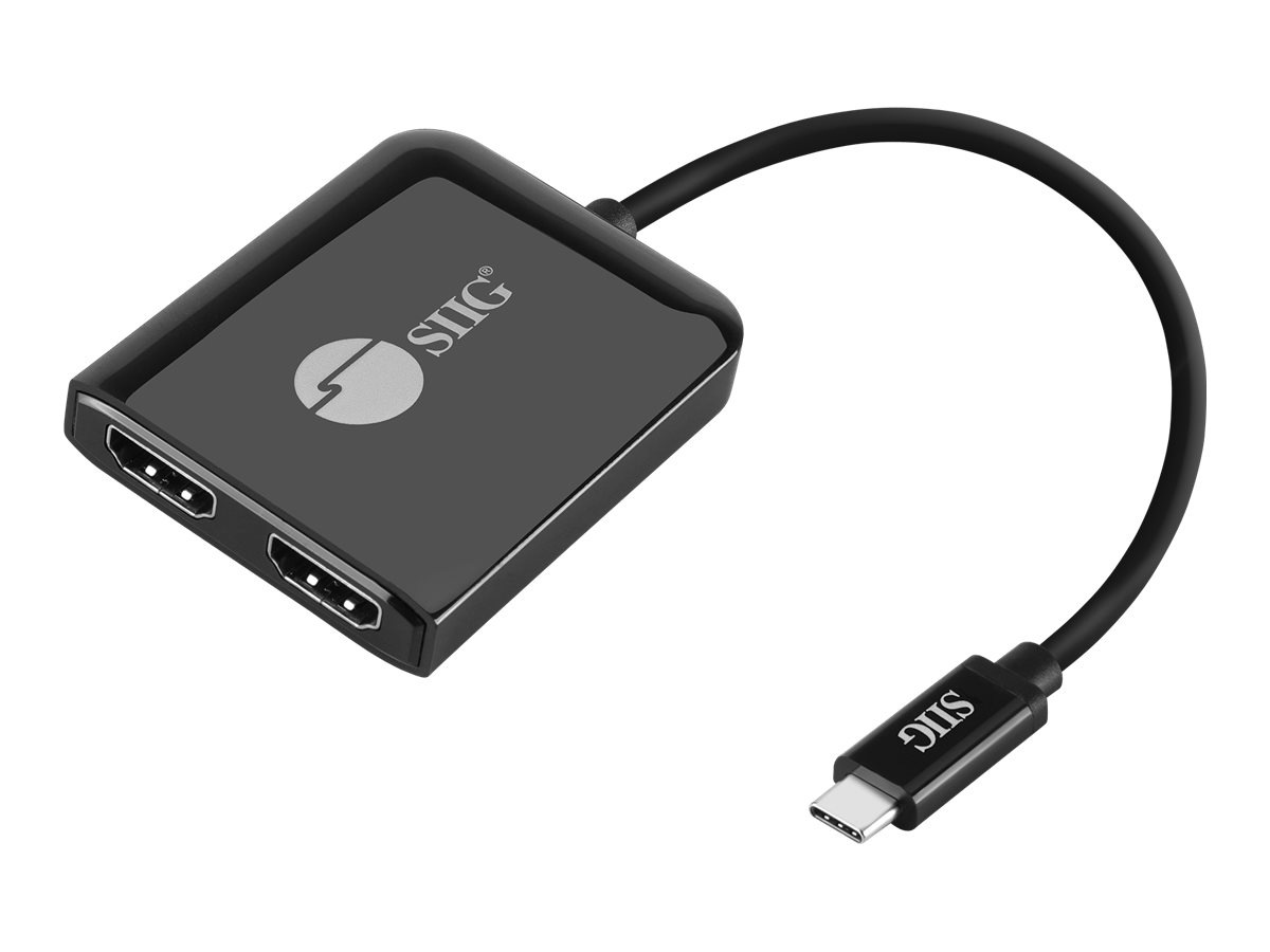 SIIG 1x2 USB-C to HDMI 4K60 MST Hub Splitter - video/audio splitter - 2 ports