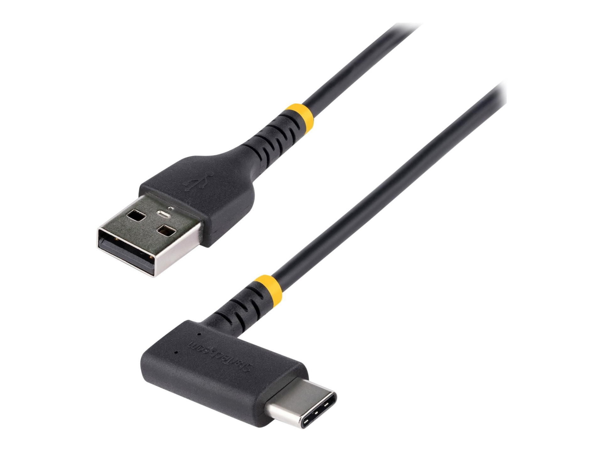 StarTech.com 12in (30cm) USB A to C Charging Cable Right Angle, Heavy Duty Fast Charge USB-C Cable, Durable and Rugged