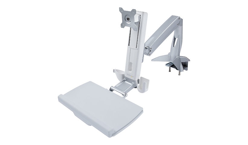 StarTech.com Sit-Stand Monitor Arm, Keyboard Tray, Desk Mount Sit-Stand Workstation up to 27 inch VESA Display, Standing