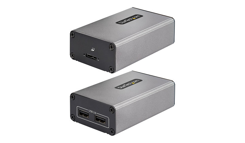 StarTech.com 2-Port USB 3.0 Extender over OM3 Multimode Fiber, LC/LC, 2x 5Gbps USB-A Hub, 350m (1150ft), Durable USB