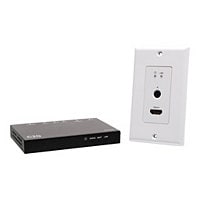 C2G HDBaseT HDMI Extender + RS232 and IR over Cat - Single Gang Wall Plate Transmitter to Slim Receiver Box - 4K 60Hz