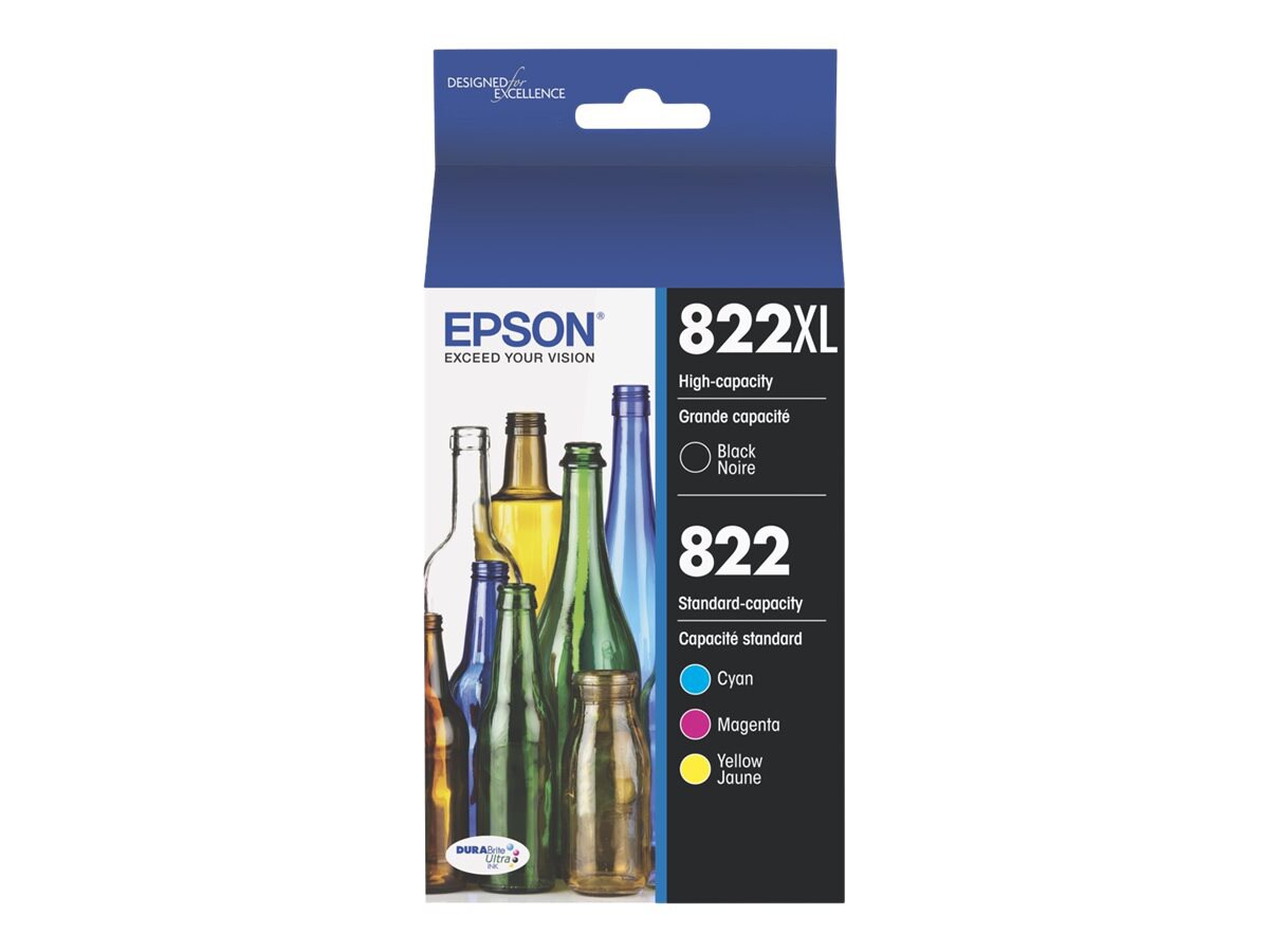 Epson 822XL/822 - 4-pack - Hight Capacity (black) + Standard Capacity - black, yellow, cyan, magenta - original - ink