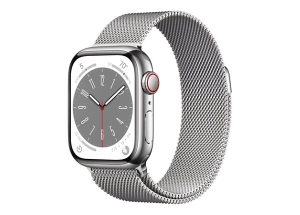 Apple Watch Series 8 (GPS + Cellular) - silver stainless steel - smart  watch with milanese loop - silver - 32 GB