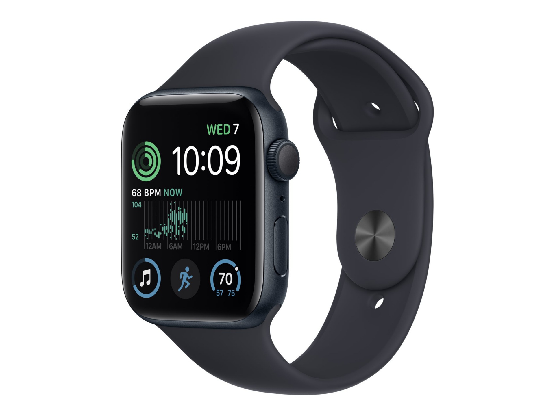 Apple Watch SE 2nd generation (GPS) - 44mm Midnight Aluminum Case with S/M Midnight Sport Band - 32 GB