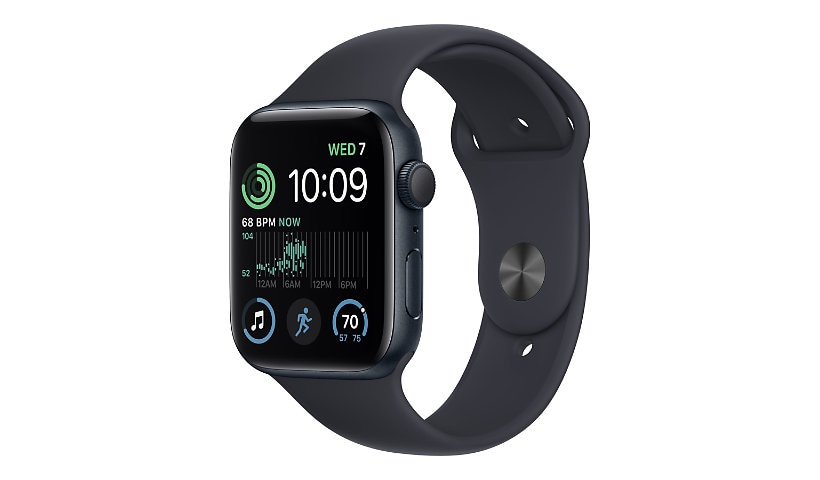 Apple Watch SE 2nd generation (GPS) - 44mm Midnight Aluminum Case with S/M Midnight Sport Band - 32 GB