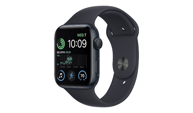 Apple Watch SE 2nd generation (GPS) - 44mm Midnight Aluminum Case with M/L Midnight Sport Band - 32 GB