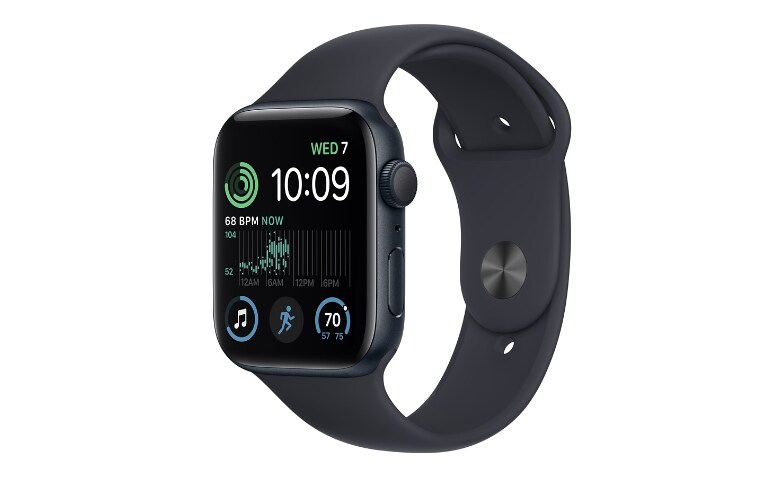 Apple Watch SE (2nd Gen) [GPS 44mm] Smart Watch w/Midnight Aluminum Case &  Midnight Sport Band - S/M. Fitness & Sleep Tracker, Crash Detection, Heart