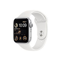 Apple Watch SE (GPS) 44mm Silver Aluminum Case w S/M White Sport Band
