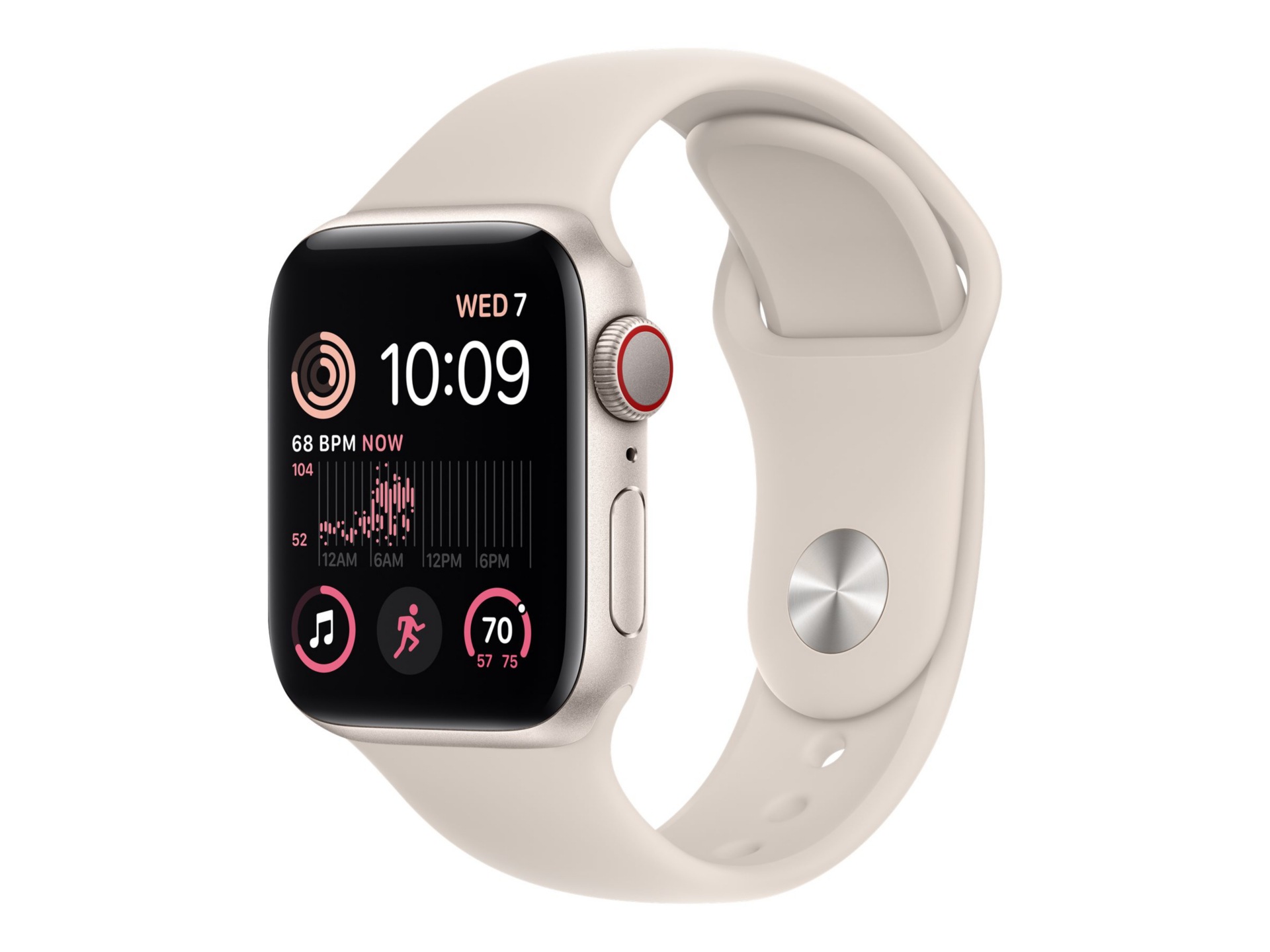 Apple Watch SE (GPS + Cellular) 2nd generation - starlight aluminum - smart watch with sport band - starlight - 32 GB