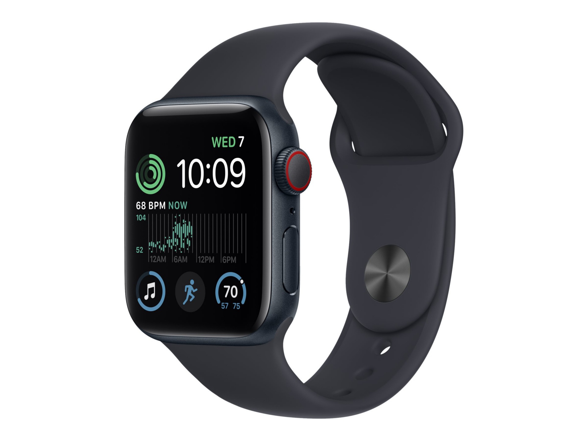 Apple Watch SE (GPS + Cellular) 2nd generation - midnight aluminum - smart watch with sport band - midnight - 32 GB