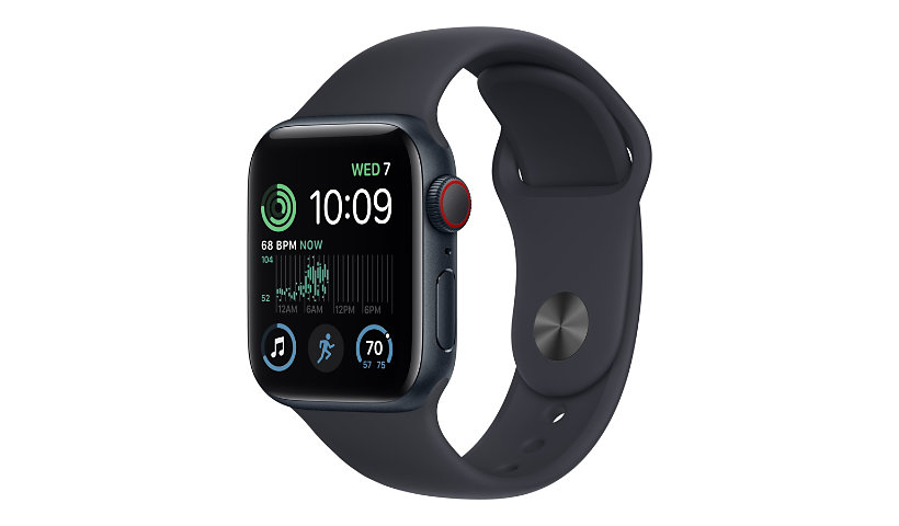 Apple Watch SE 2nd generation (GPS + Cellular) - 40mm Midnight Aluminum Case with M/L Midnight Sport Band - 32 GB