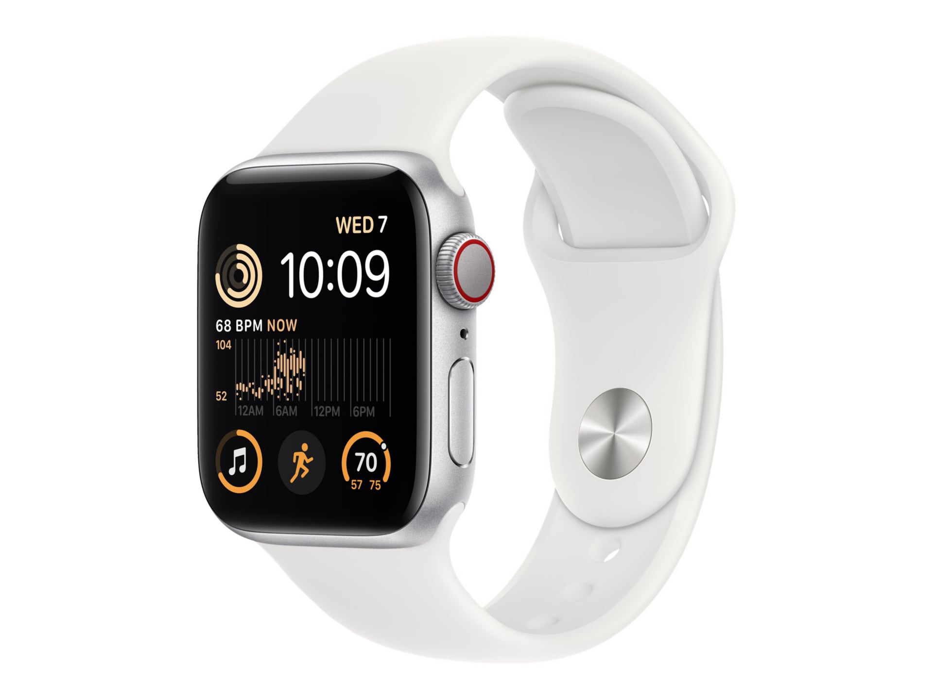 Apple Watch SE 2nd generation (GPS + Cellular) - 40mm Silver Aluminum Case with S/M White Sport Band - 32 GB
