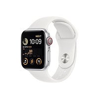 Apple Watch SE 2nd generation (GPS + Cellular) - 40mm Silver Aluminum Case with S/M White Sport Band - 32 GB