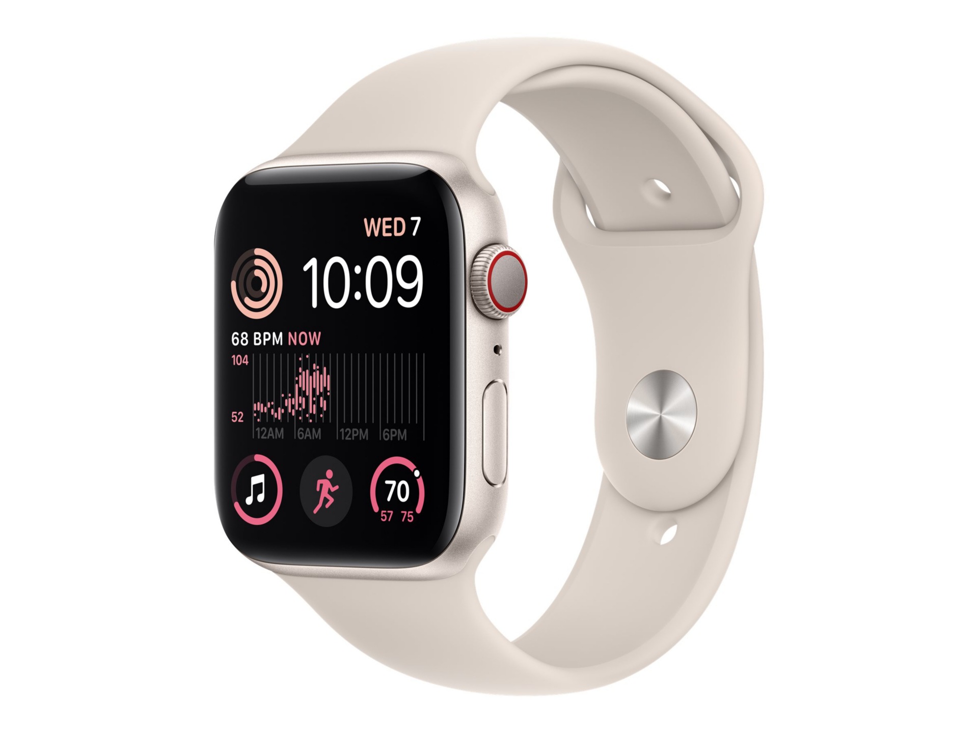 Apple Watch SE (GPS + Cellular) 2nd generation - starlight aluminum - smart watch with sport band - starlight - 32 GB