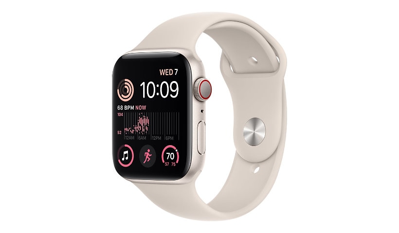 Apple Watch SE (GPS + Cellular) 2nd generation - starlight aluminum - smart watch with sport band - starlight - 32 GB