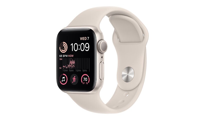 Apple Watch SE (GPS) 2nd generation - starlight aluminum - smart watch with sport band - starlight - 32 GB