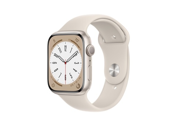 Apple Watch Series 8 (GPS) - 45mm Starlight Aluminum Case with S/M Starlight Sport Band - 32 GB