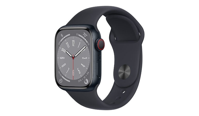 Apple Watch Series 8 (GPS + Cellular) - midnight aluminum - smart watch with sport band - midnight - 32 GB