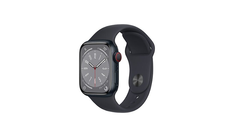 Apple Watch Series 8 (GPS + Cellular) - midnight aluminum - smart watch with sport band - midnight - 32 GB