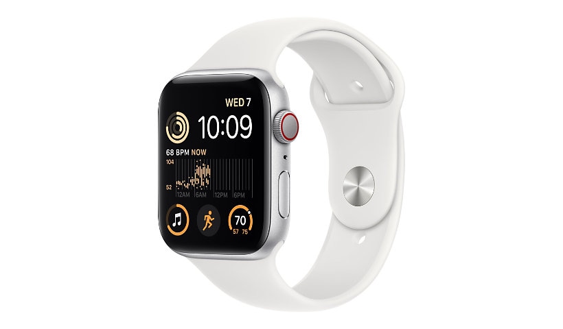 Apple Watch SE (GPS + Cellular) 2nd generation - silver aluminum - smart watch with sport band - white - 32 GB