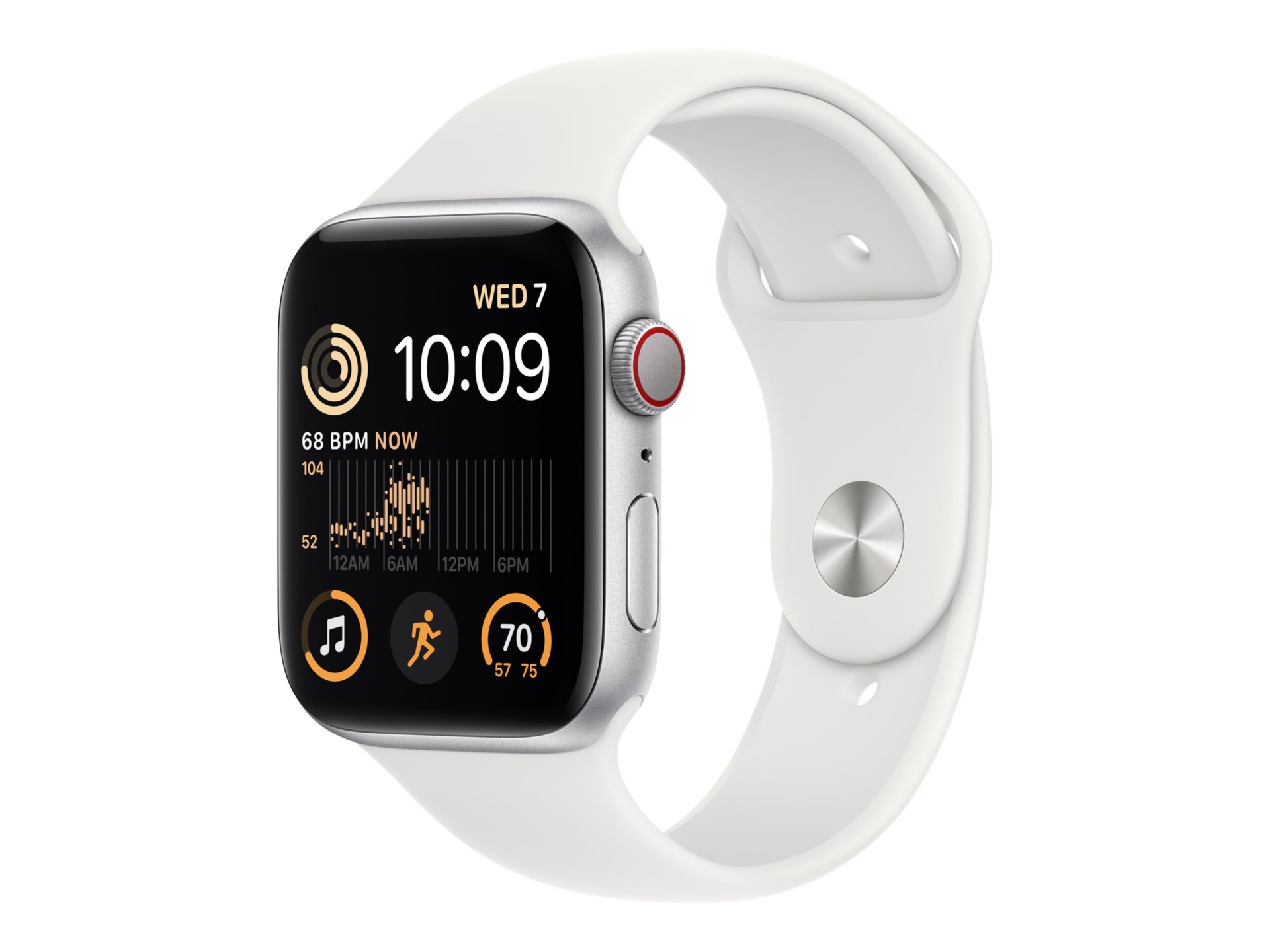 Apple Watch SE (GPS + Cellular) 2nd generation - silver aluminum - smart watch with sport band - white - 32 GB